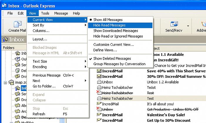 Na janela principal do Outlook Express