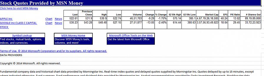 Abra o arquivo Excel sempre que desejar atualizar os preços das ações