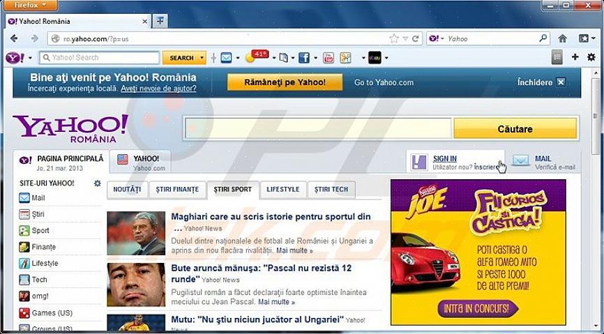 Instalar a barra de ferramentas do Yahoo no navegador Firefox (se tiver)