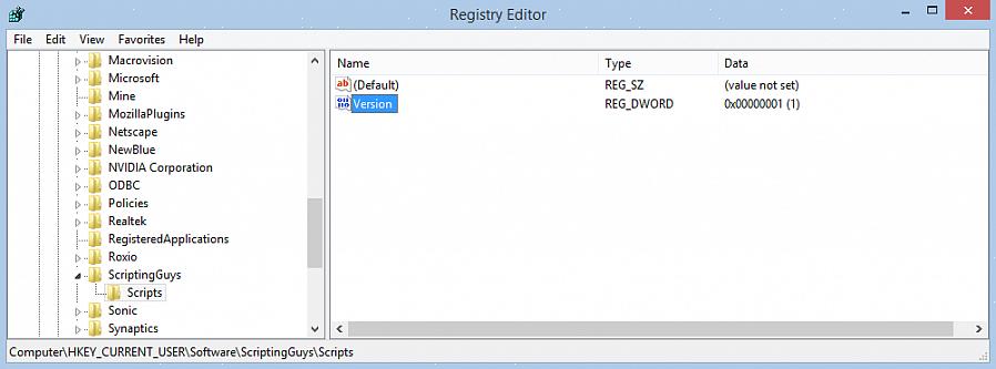Vista usam o editor de registro "Windows Registry Editor Version 5,00"