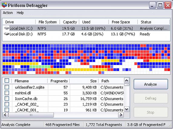 Você pode baixar ferramentas que permitem desfragmentar um sistema de arquivos Linux no Windows