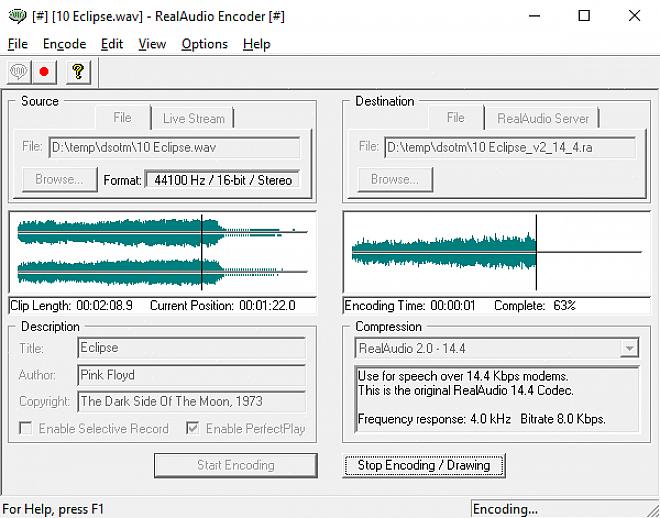 RealAudio é um desses formatos para arquivos de áudio