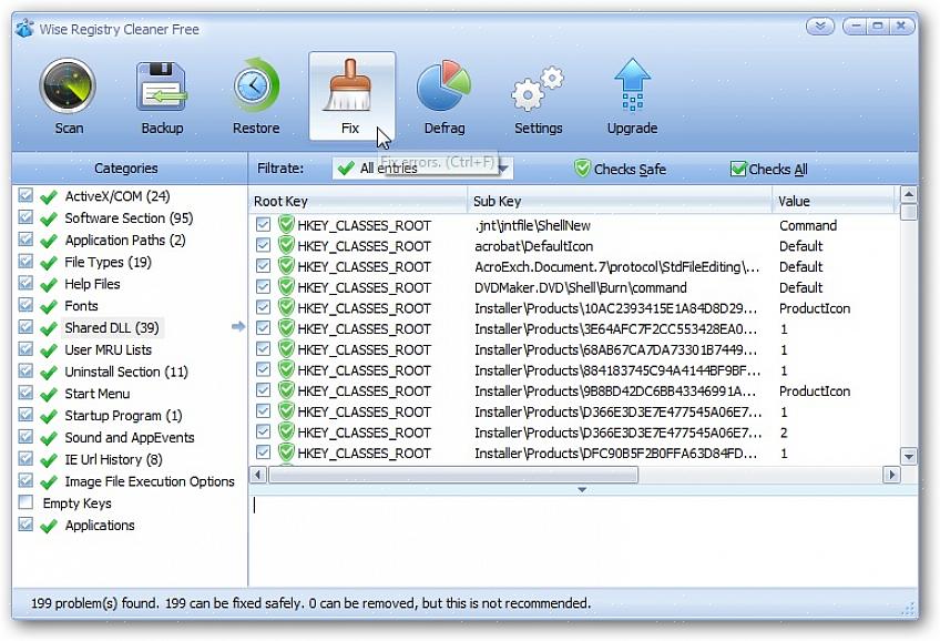 Um limpador de registro é um programa usado para se livrar de itens desnecessários no registro do computador
