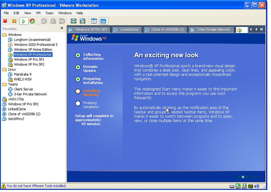 O Windows XP configurará o seu computador e