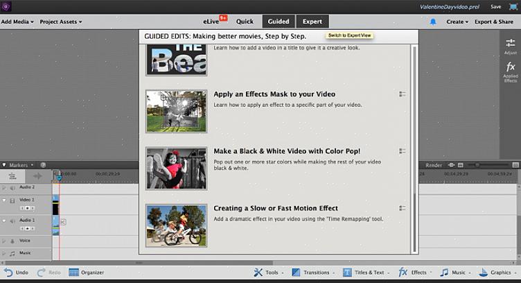 Os efeitos especiais no Adobe Premier Elements fornecem aos usuários ferramentas para criar efeitos