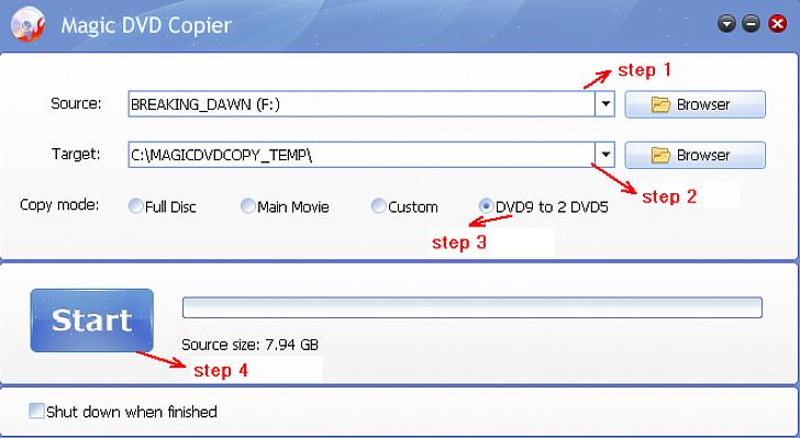 Este software funciona copiando qualquer filme armazenado no formato DVD9 de camada dupla aprimorado