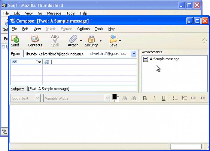 Um vCard à sua mensagem de e-mail Mozilla Thunderbird