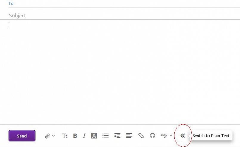 Você poderá enviar mensagens de e-mail em formato de texto simples usando o Yahoo Mail