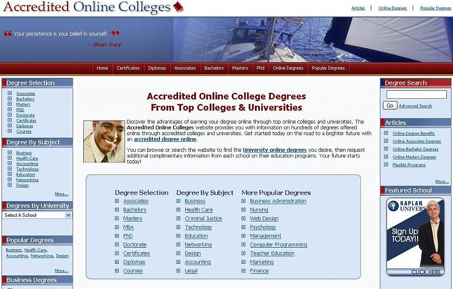 Você pode navegar por todas as faculdades que oferecem programas online