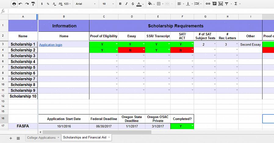 Você também precisará listar suas atividades escolares no formulário de inscrição para bolsa de estudos