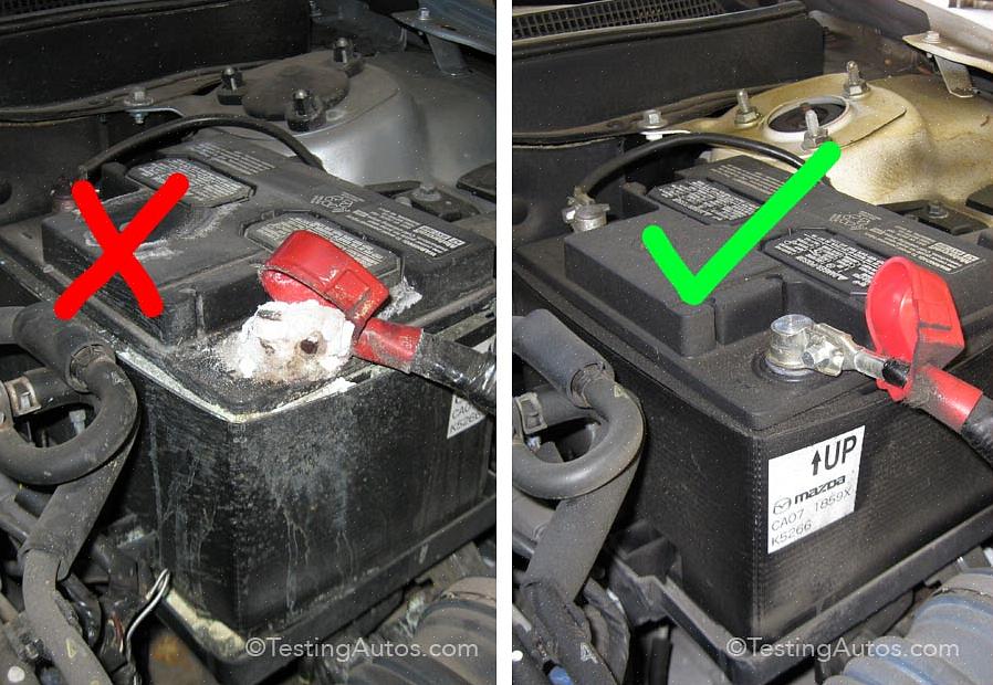 As baterias dos automóveis contêm ácido sulfúrico que pode causar queimaduras graves