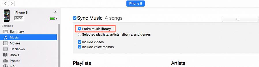 O iTunes começará a sincronizar sua lista de reprodução com o iPod