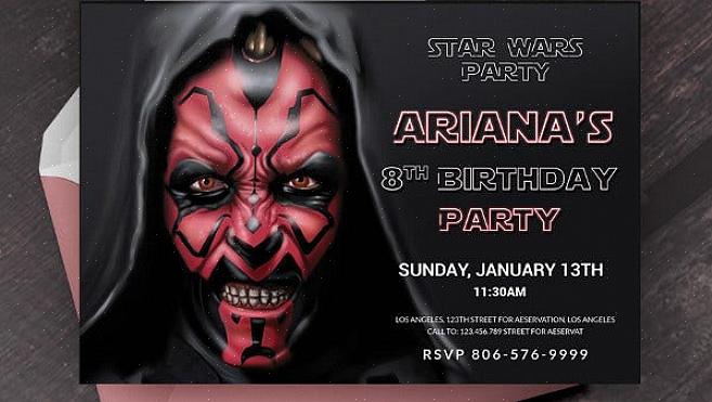 Usar uma fonte Star Wars para digitar os detalhes da festa de aniversário