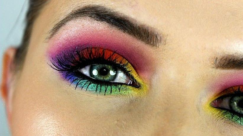 A vanguarda se aplica à maquiagem artística que usa cores brilhantes do arco-íris