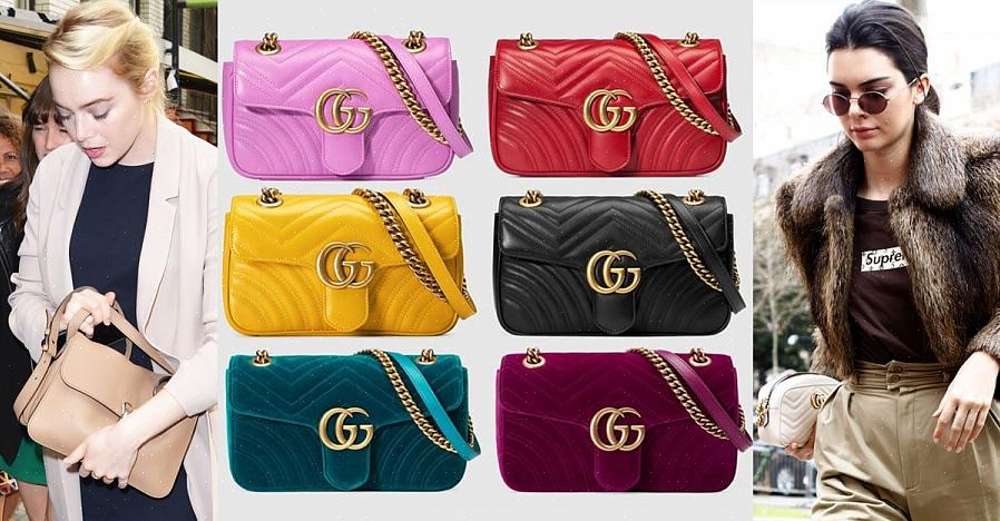 O logotipo autêntico da Gucci é visível no interior da bolsa