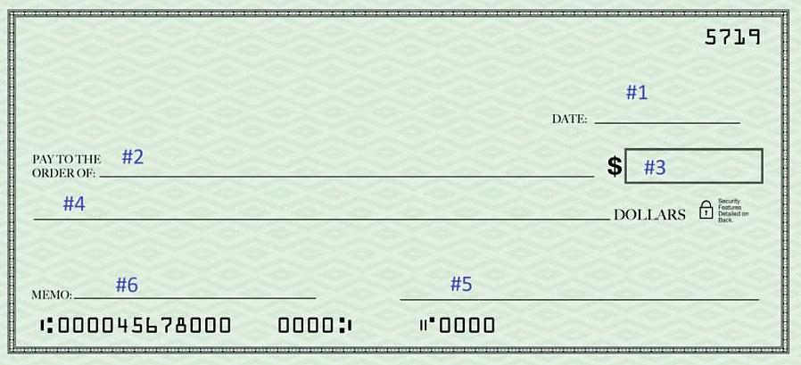 O terceiro conjunto de números é o número do cheque para um cheque específico para que possa fazer