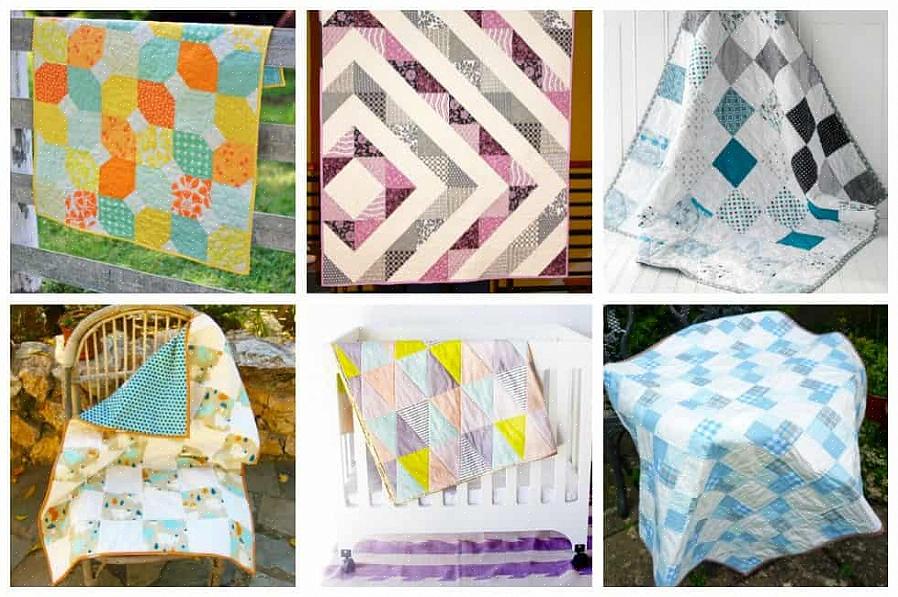 O padrão de colcha para bebês mais popular é o padrão de blocos em que você costura pequenos quadrados