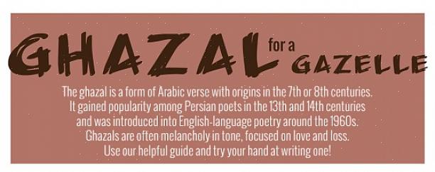 O ghazal é composto de cinco ou mais dísticos cujos temas geralmente tratam do amor inatingível
