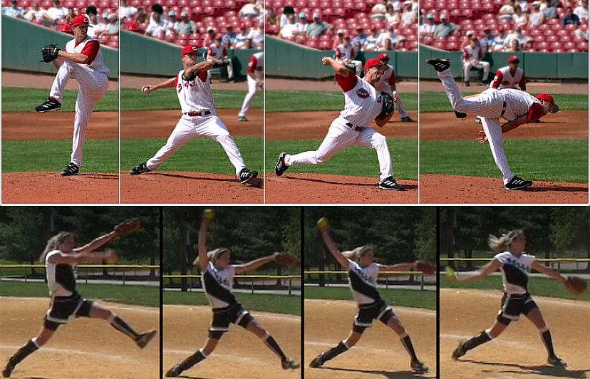 Um arremessador de softball tem a opção de lançar uma bola ascendente com base no movimento do campo