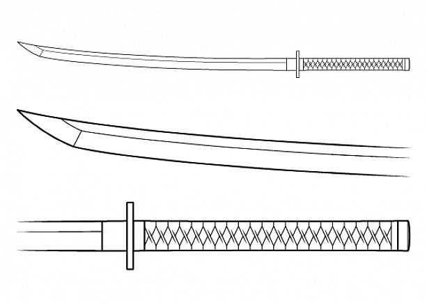 Velha espada de samurai de sua bainha
