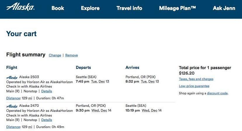 O sistema de reservas da Alaska Airlines oferece a opção de escolher o horário aproximado de partida