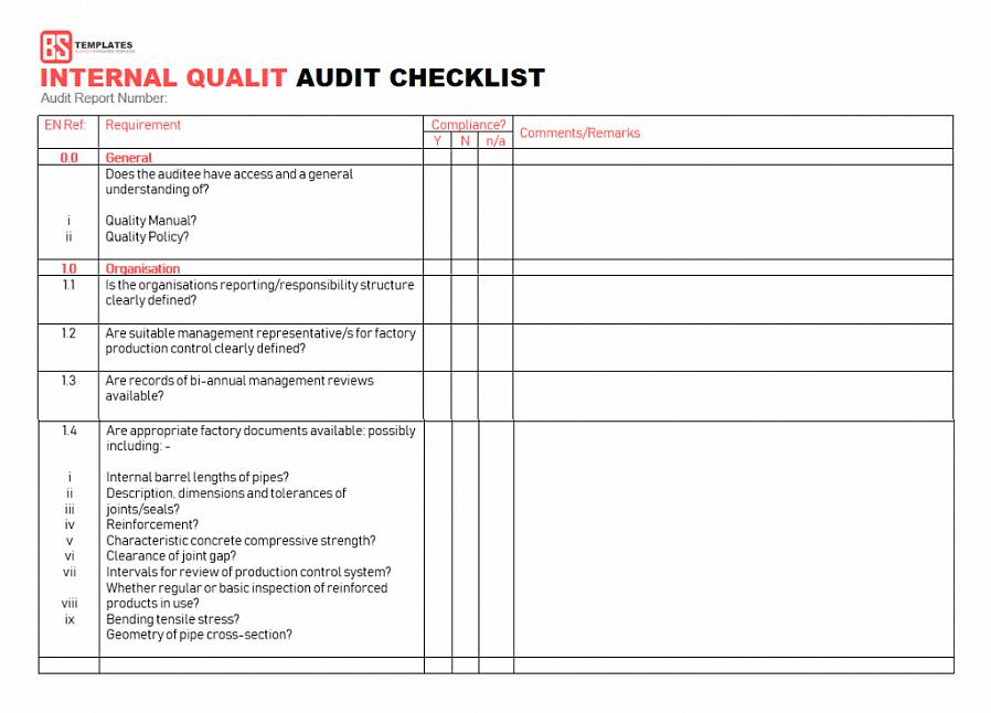 Você terá um sistema de qualidade ou formulário de auditoria de gerenciamento para sua organização em nenhum