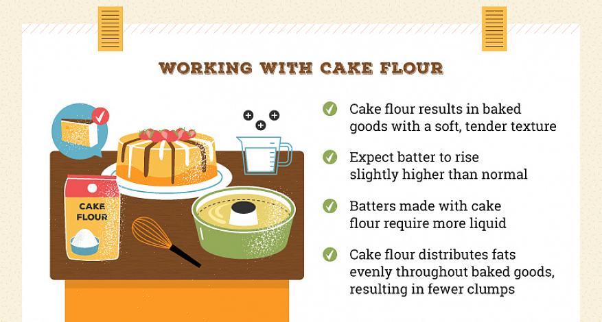 A farinha para bolo é farinha de trigo especialmente processada para uso em bolos