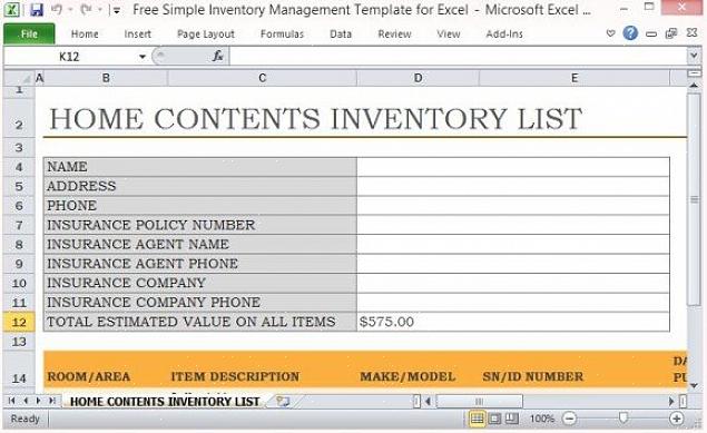 Solicite um formulário de lista de verificação de inventário da sua seguradora residencial