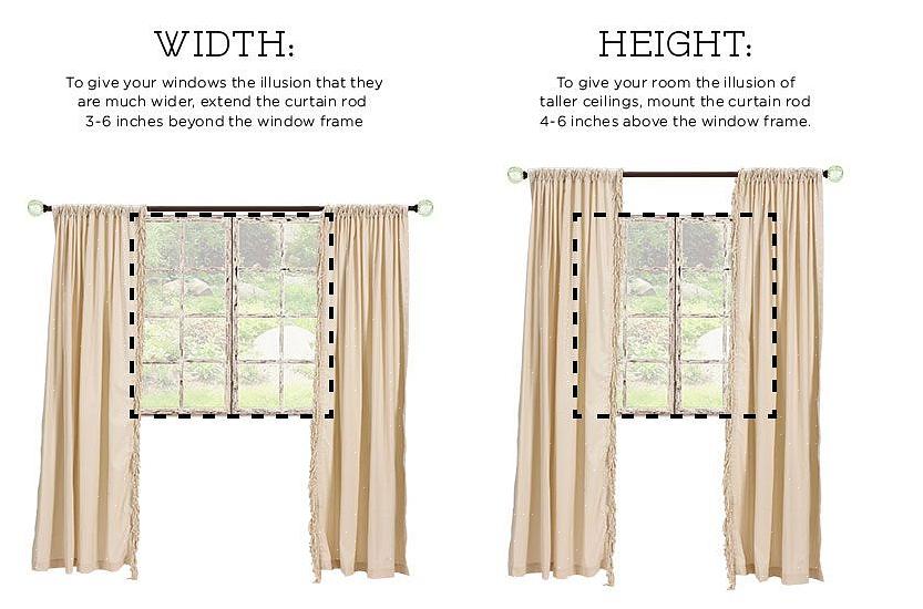 Cortinas com partes costuradas para a haste da cortina obviamente devem usar hastes da cortina