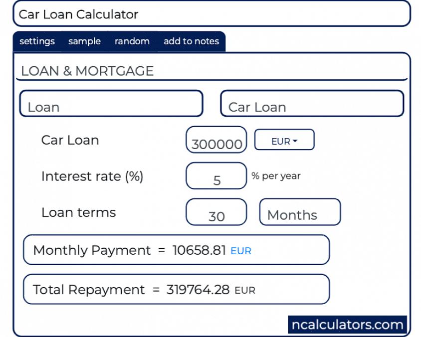 Você pode usar uma calculadora de empréstimo automático