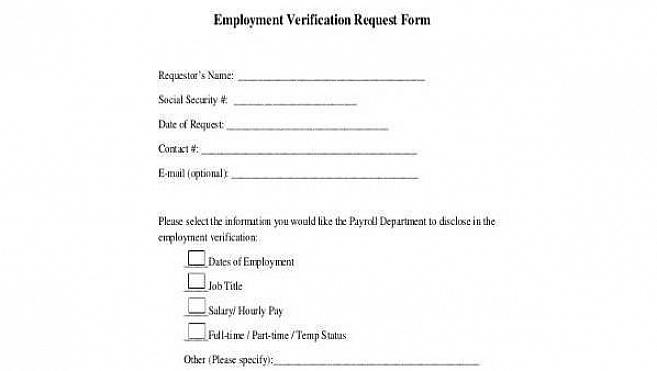 Escreva o Formulário de Verificação de Emprego Anterior em grandes letras em negrito