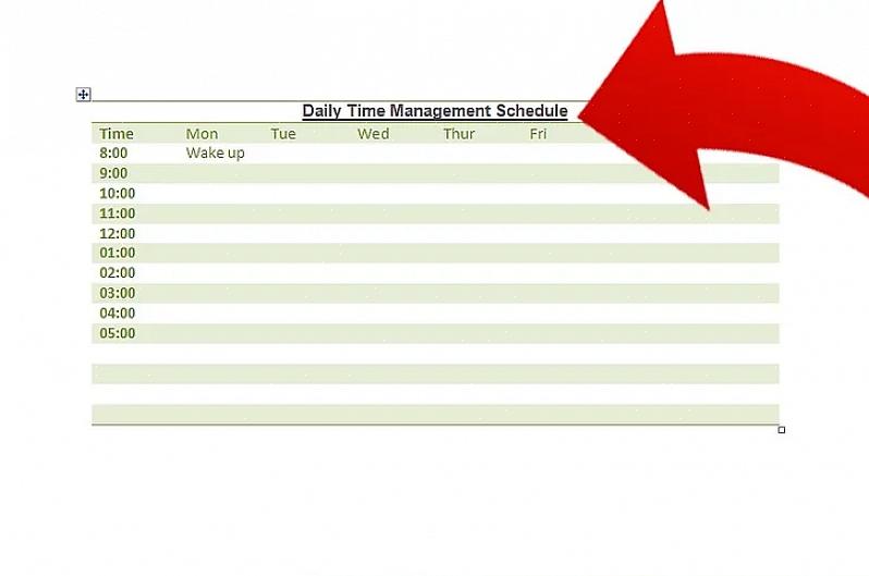 Comece listando a hora do dia em que você pode fazer a tarefa específica