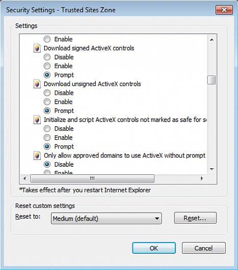Você encontrará "Script controles ActiveX marcados para script"