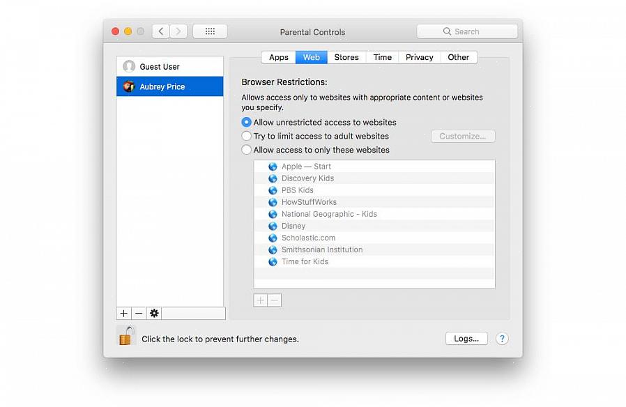 Desbloquear sites da Internet em um Mac