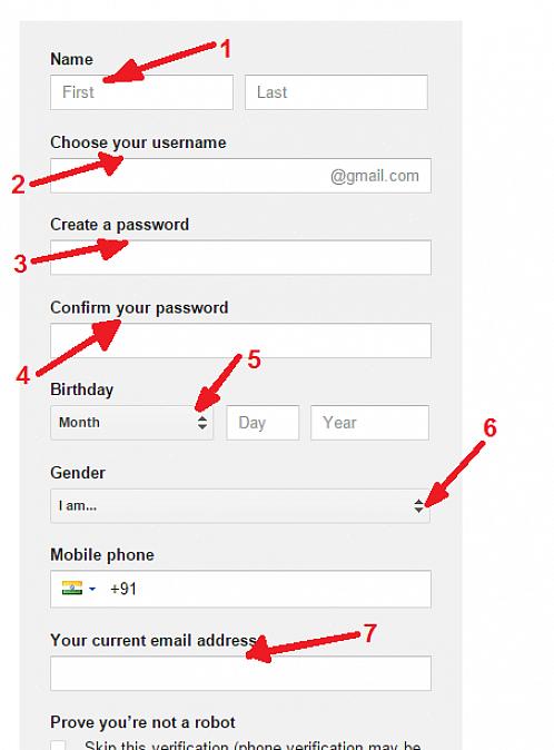 Escolha o seu ID do Gmail seguido de uma senha para proteger o login da sua conta