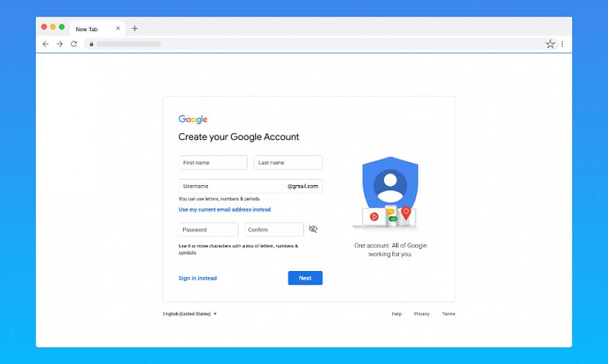 Para iniciar o processo de criação de sua conta gratuita do Gmail