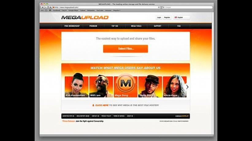 Megaupload é um dos nomes mais conhecidos que oferecem hospedagem na web