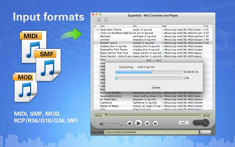 Para converter arquivos MP3 em toques polifônicos